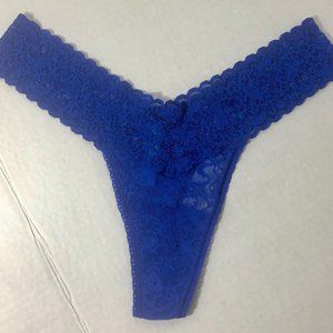 Victoria’s Secret The Lacie Thong Tanga Cobalt Blue One Size Lace Panties